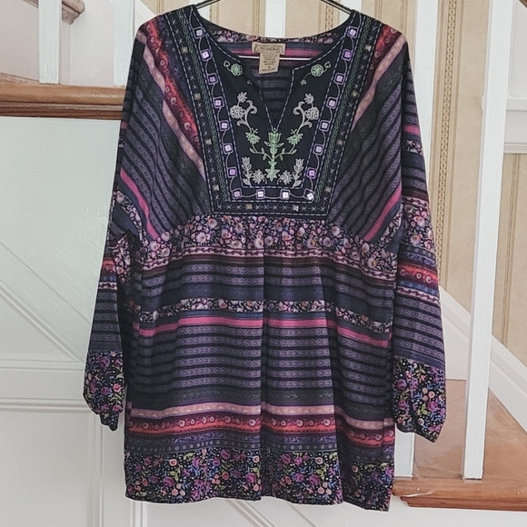 Art And Soul Tops - NEW ART AND SOUL Boho Bohemian Top Tunic Size Medium